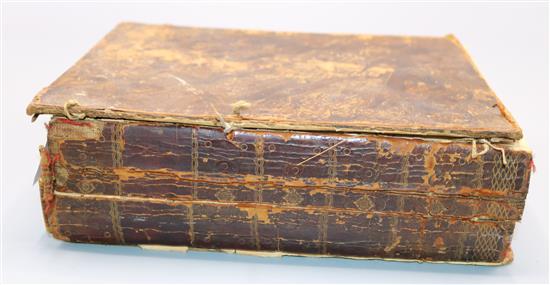 The Holy Bible...woodblock frontispiece, London, Robert Barker & John Bill, 1634 (original calf binding worn and a.f)